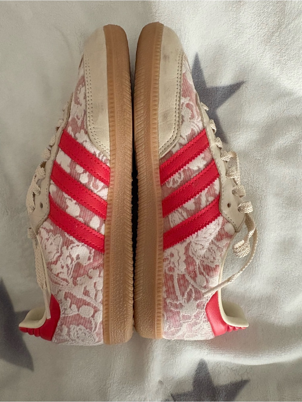 adidas Beige and Hot Pink Floral Liberty Lace-Up Sneakers - Picture 3 of 7